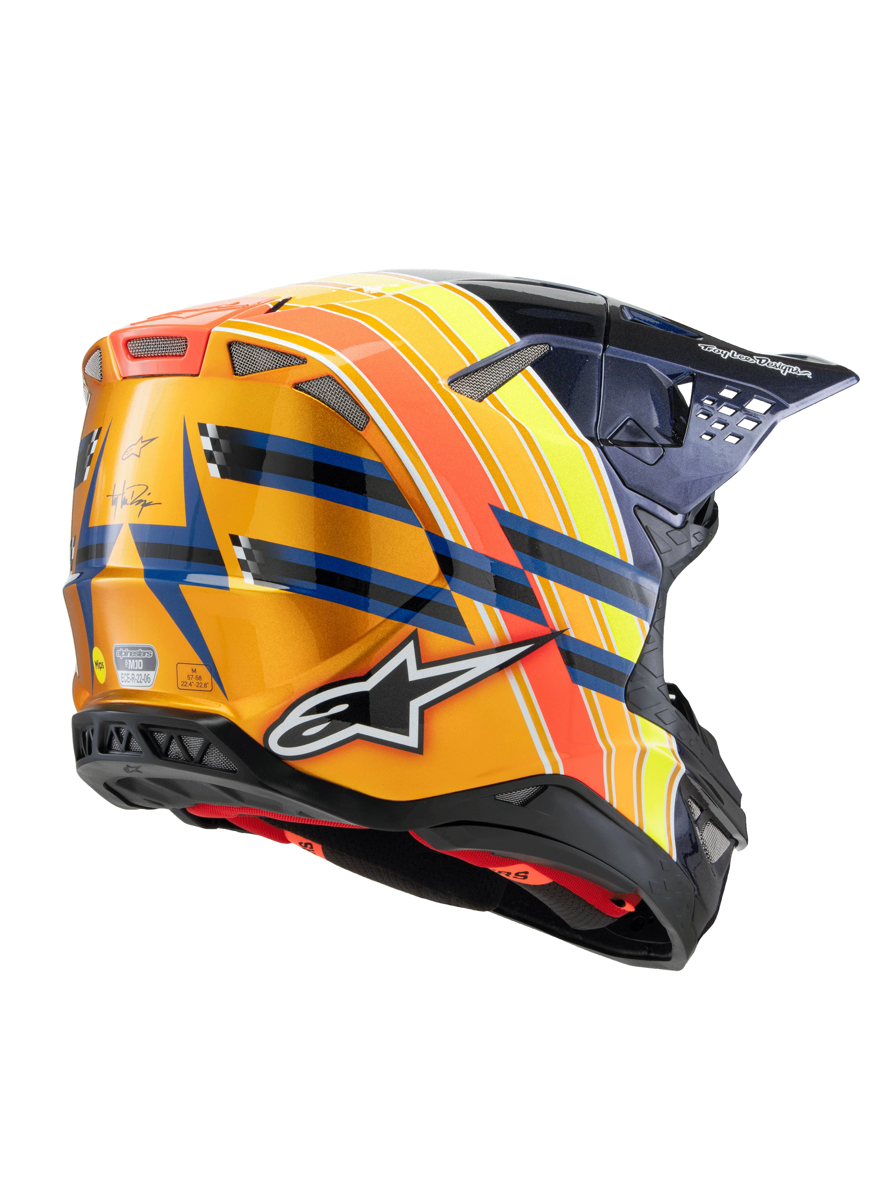 Alpinestars S-M10 TLD Edition Helmet - Dark Blue/Orange/Yellow Fluo/Red