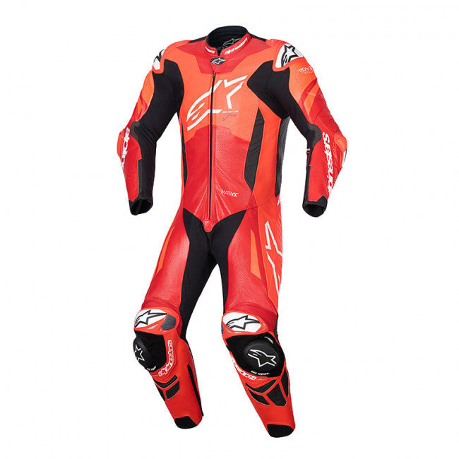 GP Plus V4 Sprint One Piece leren pak - Rood fluorescerend/Middenrood/Wit