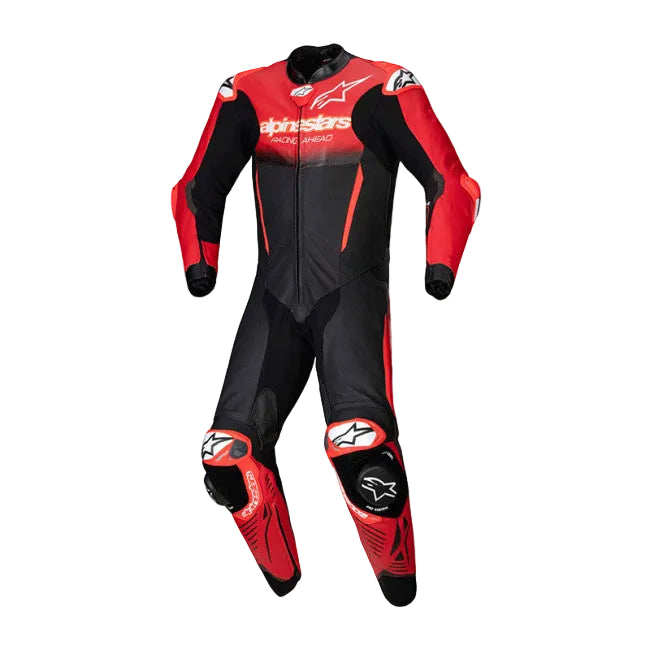 GP-R7 One Piece Leather Suit - Black/Mid Red