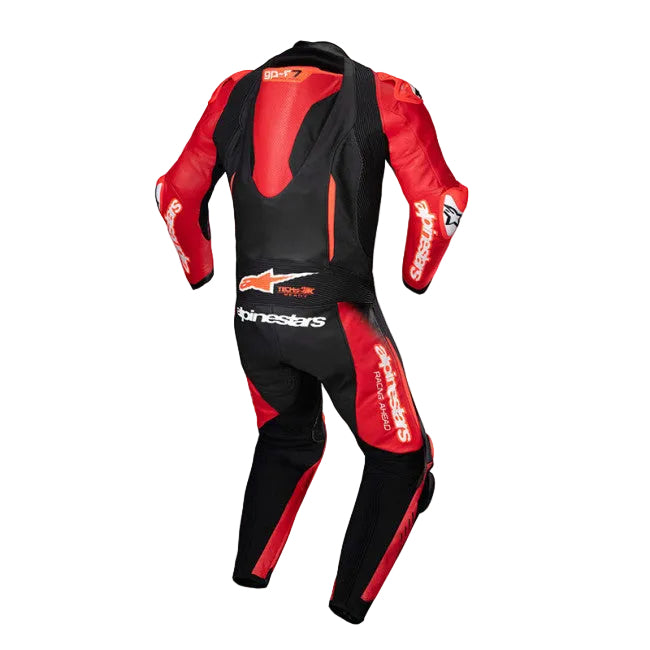 GP-R7 One Piece Leather Suit - Black/Mid Red