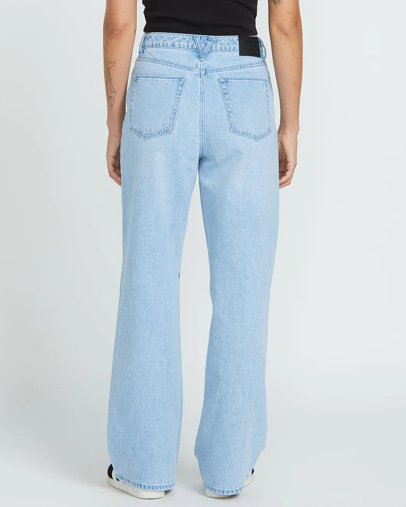 Volcom Stoned Boyfriend High Rise Jeans - Blue Bird