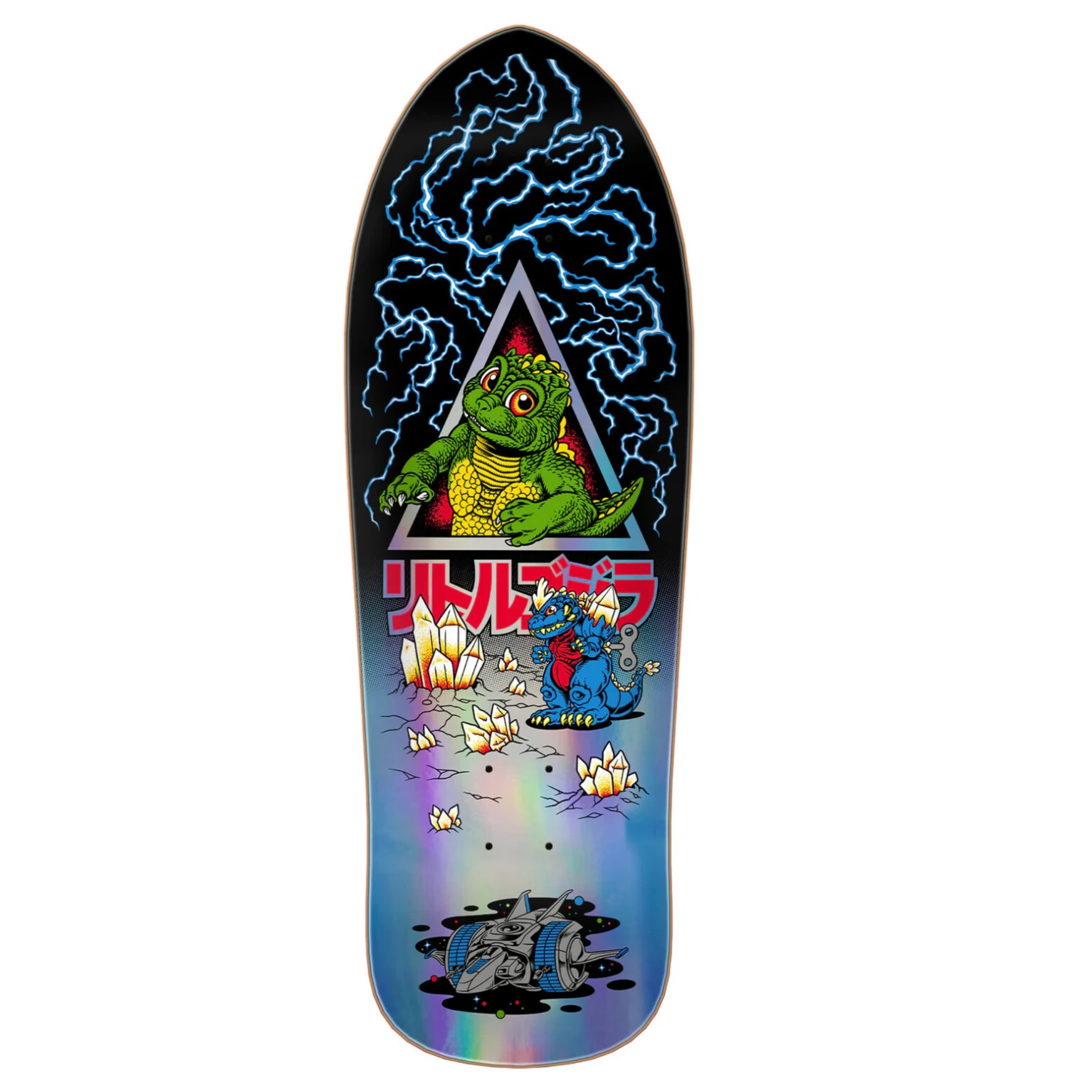 Santa Cruz X Godzilla Limited Edition Jr. Natas Reissue Deck 9.89in x 29.82in - Silver foil