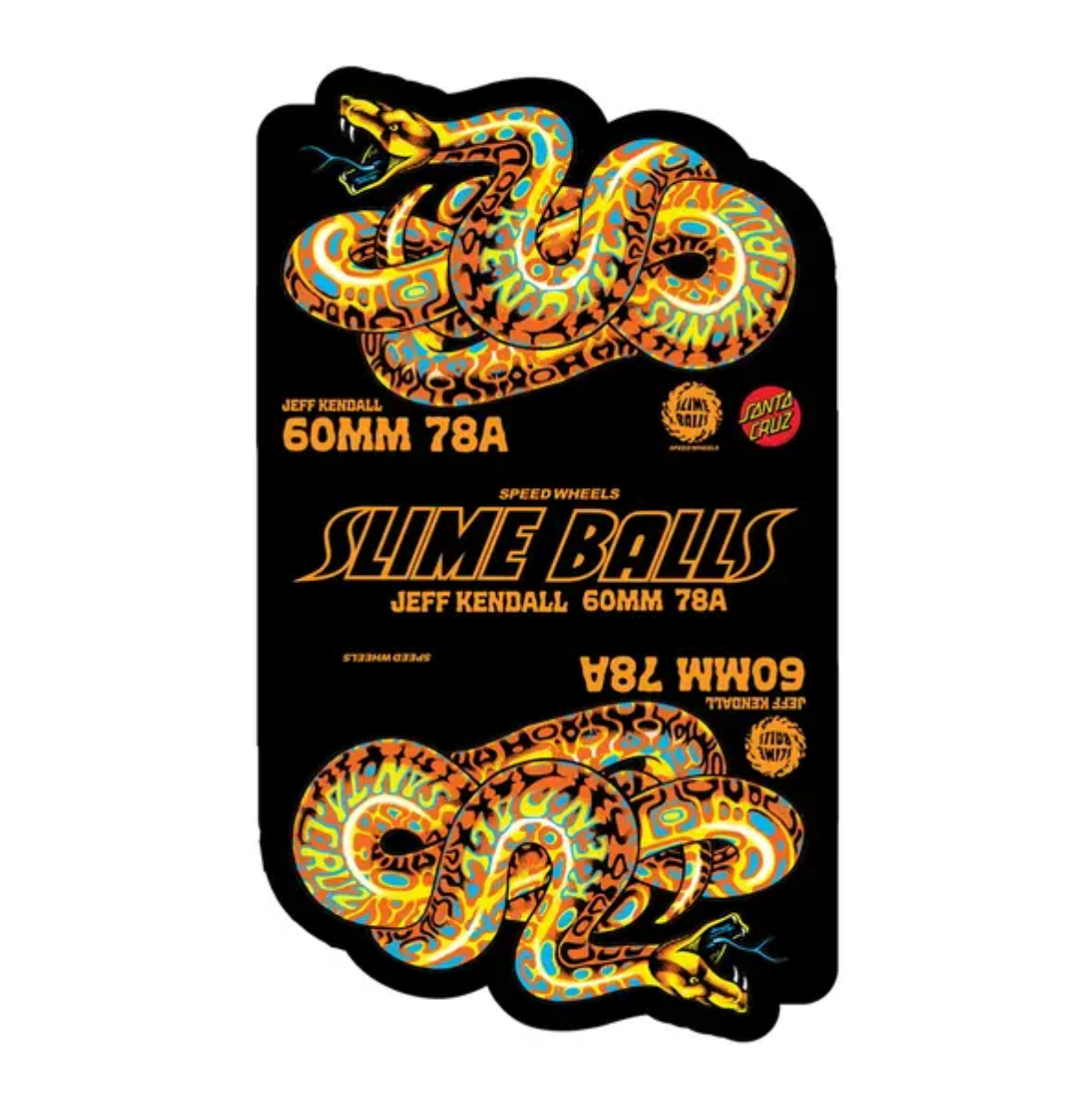 60 mm Jeff Kendall Snake Slime Ball wielen 78a - Geel