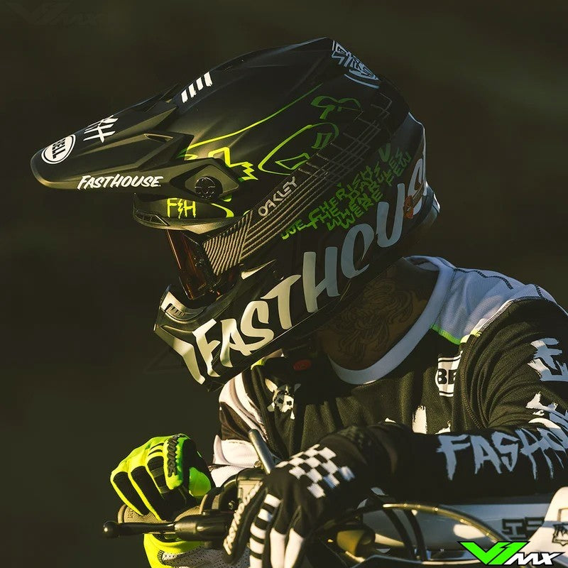 Bell Moto-9s Flex Helmet Fasthouse Smoke Bomb - Matte Gloss Black/Hi-Viz Yellow