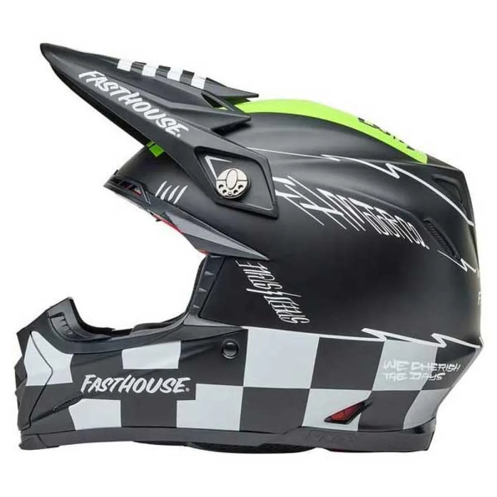 Bell Moto-9s Flex Helmet Fasthouse Smoke Bomb - Matte Gloss Black/Hi-Viz Yellow