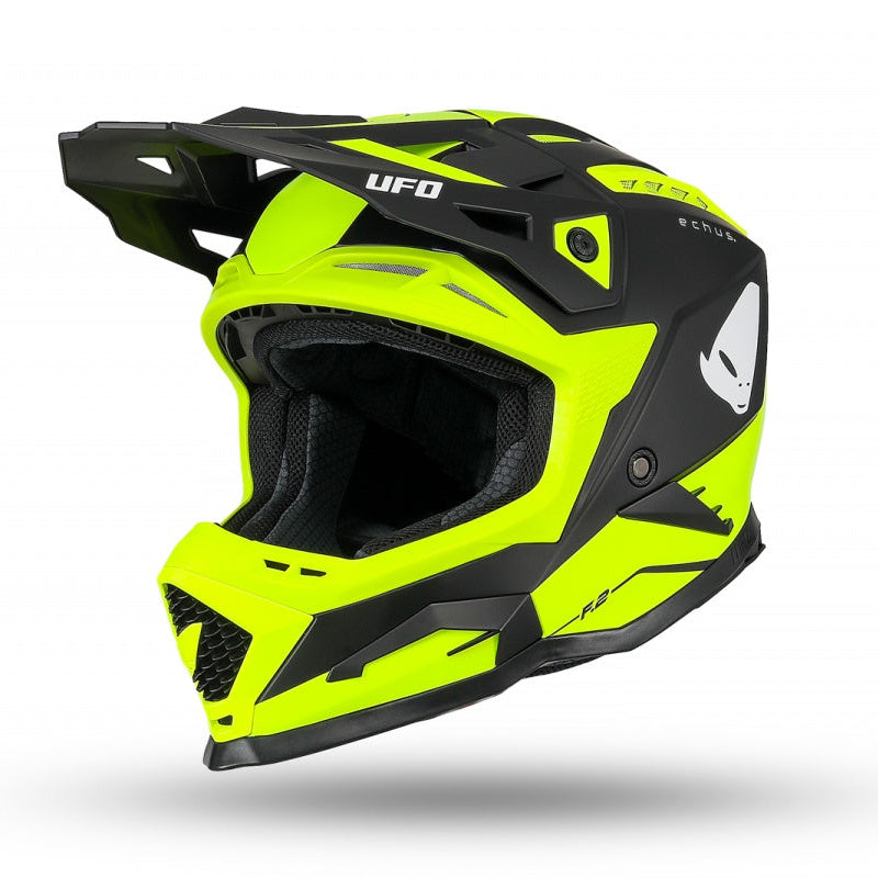 UFO Echus Motocross Helmet - Neon Yellow/Black
