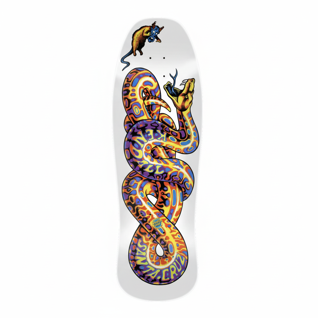 Colorful snake skateboard on white background