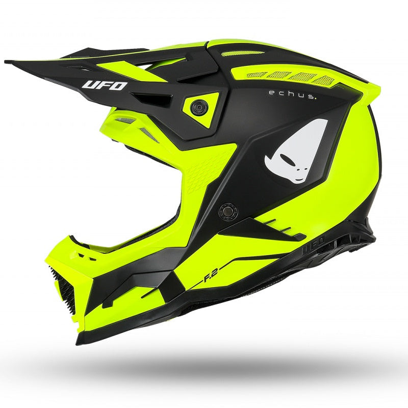 UFO Echus Motocross Helmet - Neon Yellow/Black