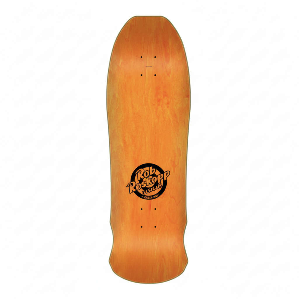 Orange Roskopp skateboard on white background