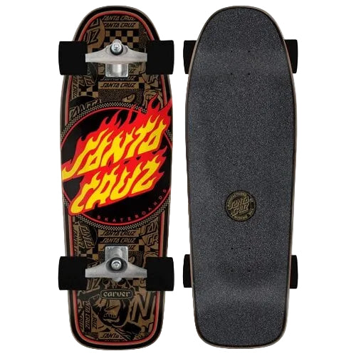 Santa Cruz X Carver Flame DOt Route C5 Truck Surfskate Complete 9.80″ X 30.20″ Black