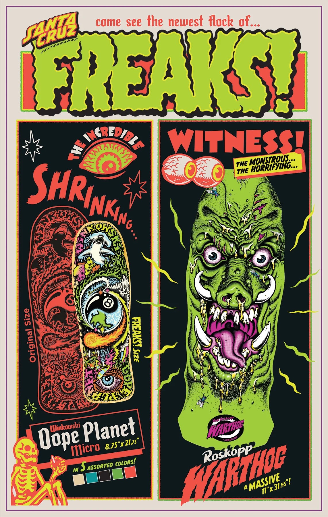 Roskopp Warthog Freaks Skateboard Deck 11.00in x 31.445in