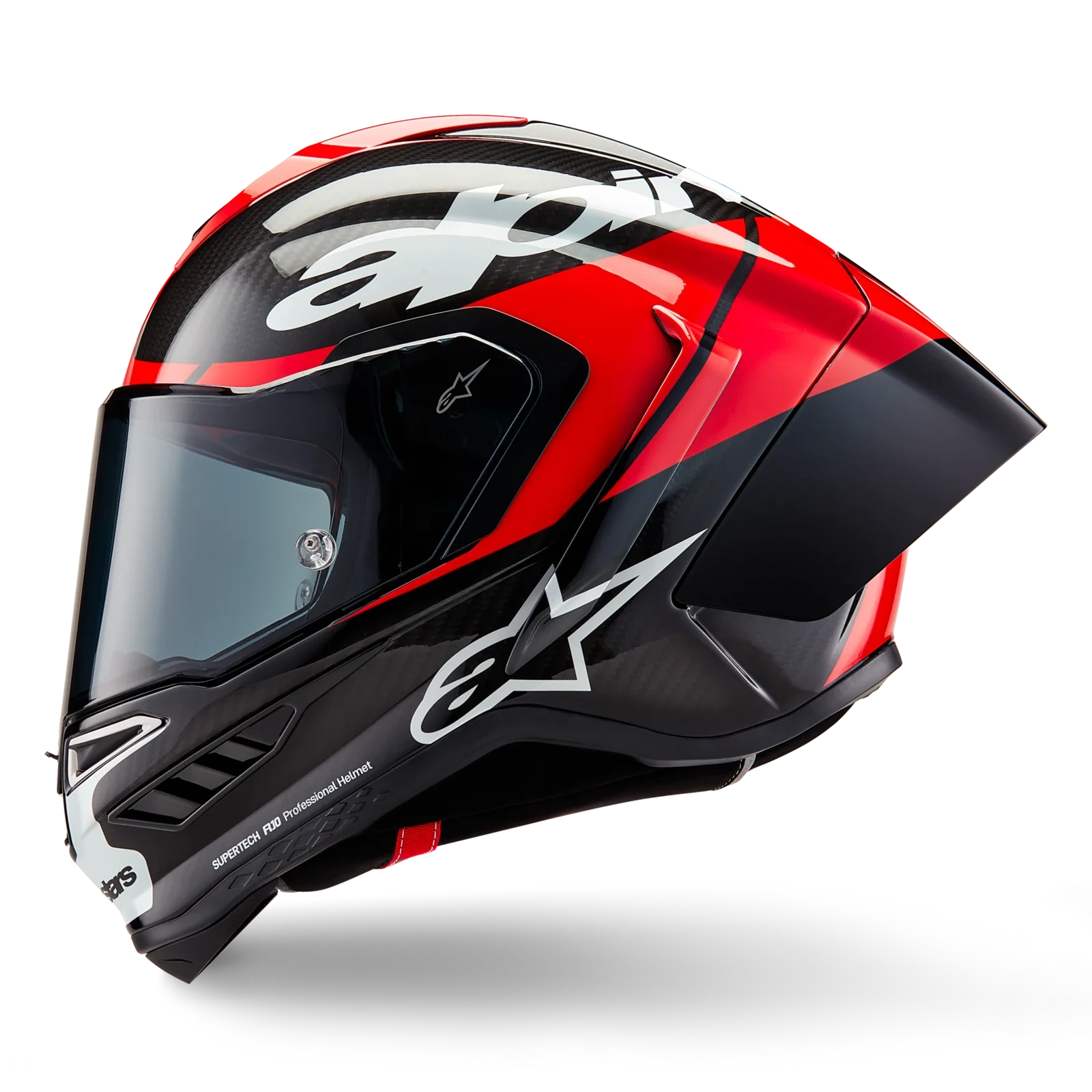 Alpinestars Supertech R10 Element Helmet - Black/Carbon Bright Red/White Glossy