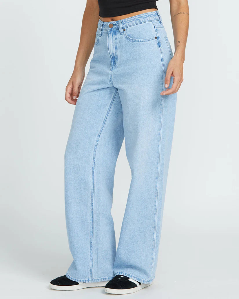 Volcom Stoned Boyfriend High Rise Jeans - Blue Bird