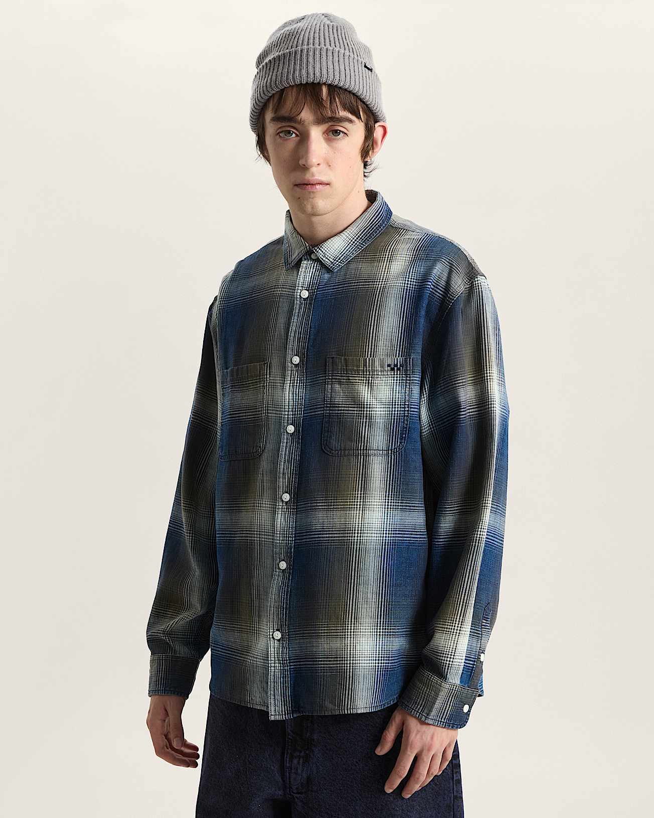 Vans Just Indigo Plaid LS Woven - Mossy Okive