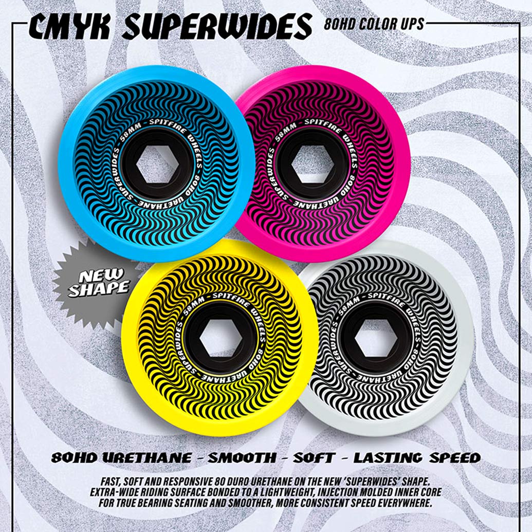 Spitfire 80HD Superwides 80A CMYK 58mm Skateboard Wheels